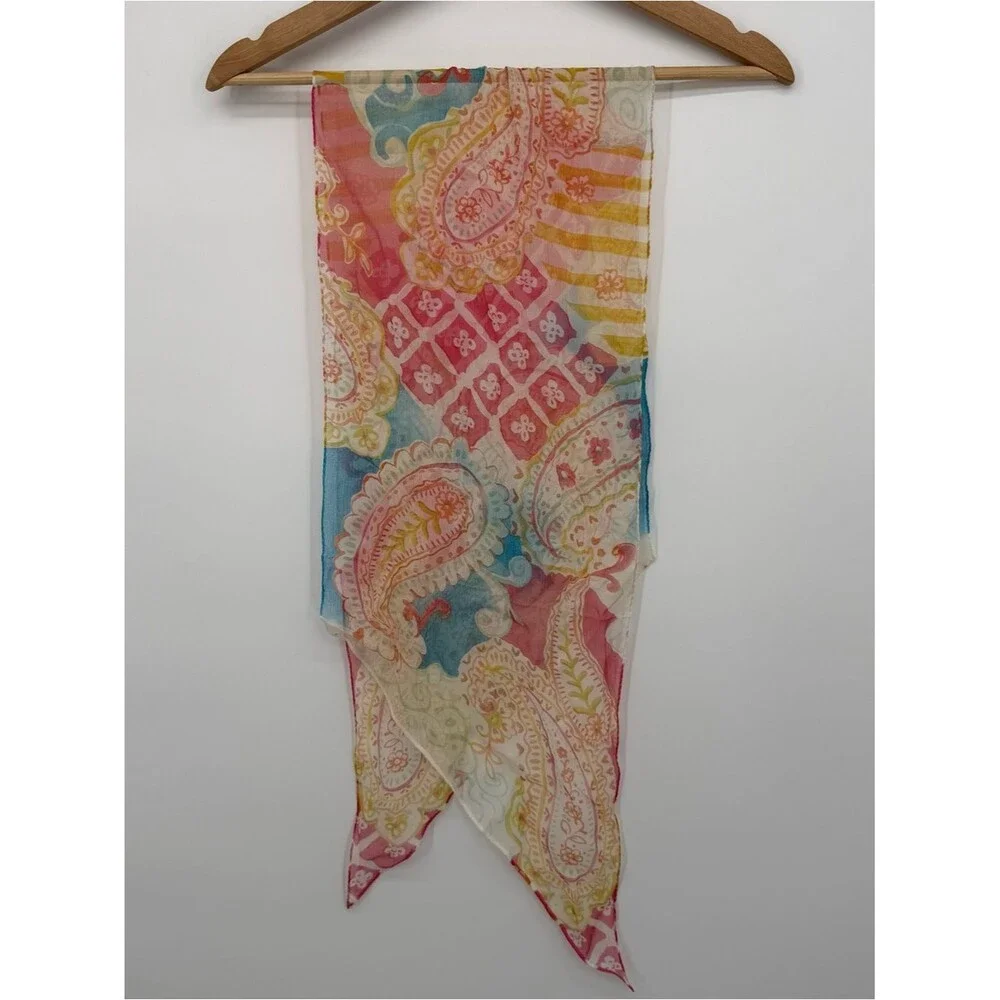 Unbranded Colorful Paisley Lightweight Long Scarf Accessory Pink Boho